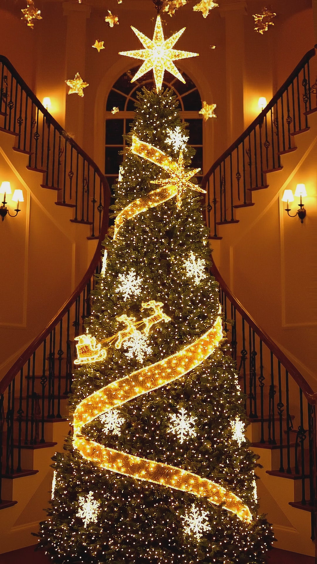 Christmas tree lit up with LED lights
